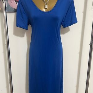 Royal Blue Scoop Neck Midi Dress